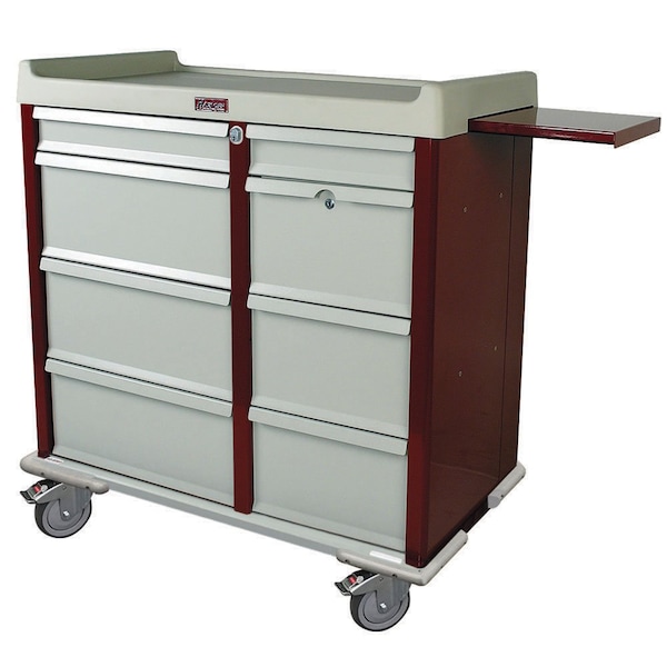 Aluminum Punch Card Medication Cart with Narcotics Box, 750 Punch Card Capacity, Key Lock
